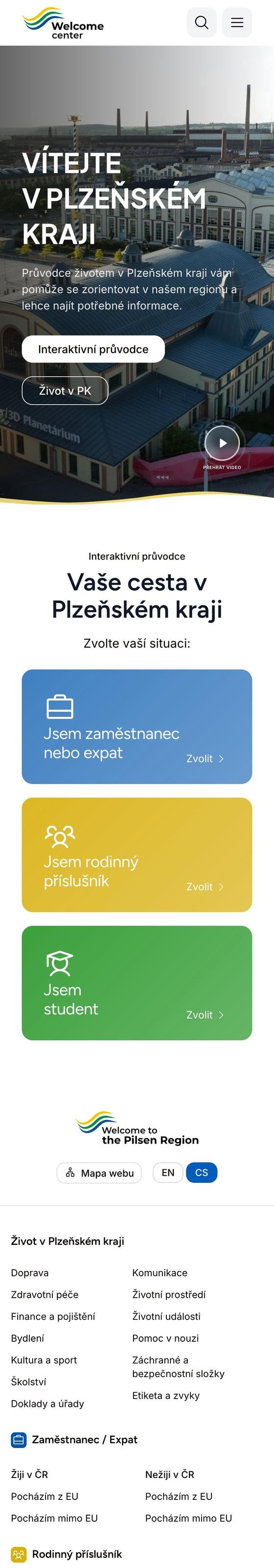 Úvodní stránka na telefonu